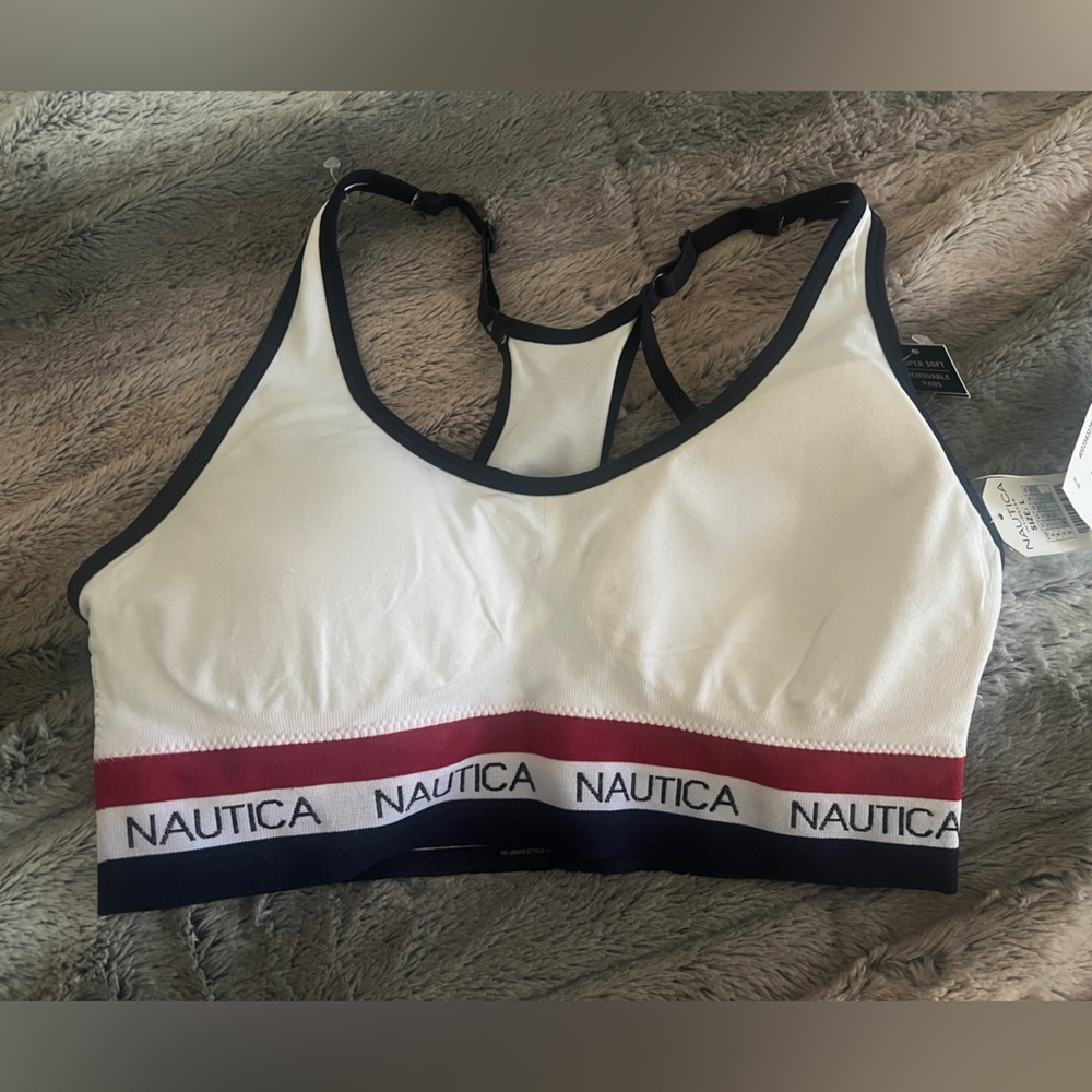 NWT Nautica White and Red Sports Bra